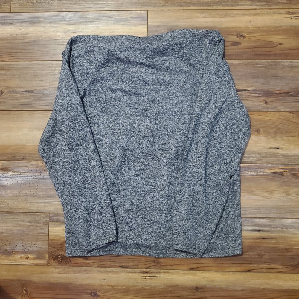 Lucky Brand Mens Large Henley Hoodie Heather Gray Marled Knit Pullover Sweater L - Picture 7 of 8